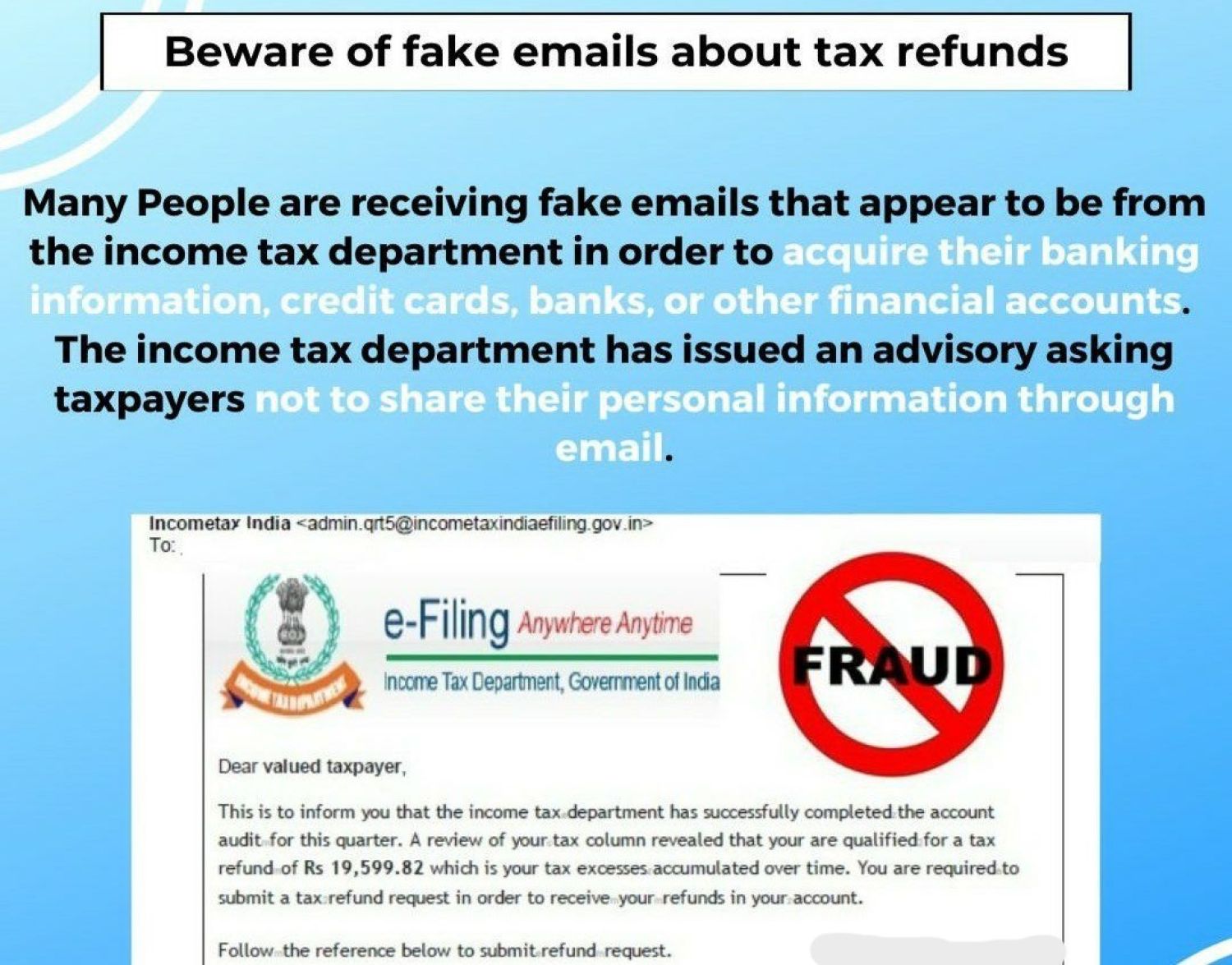 Beware about the Fake income tax refund email
