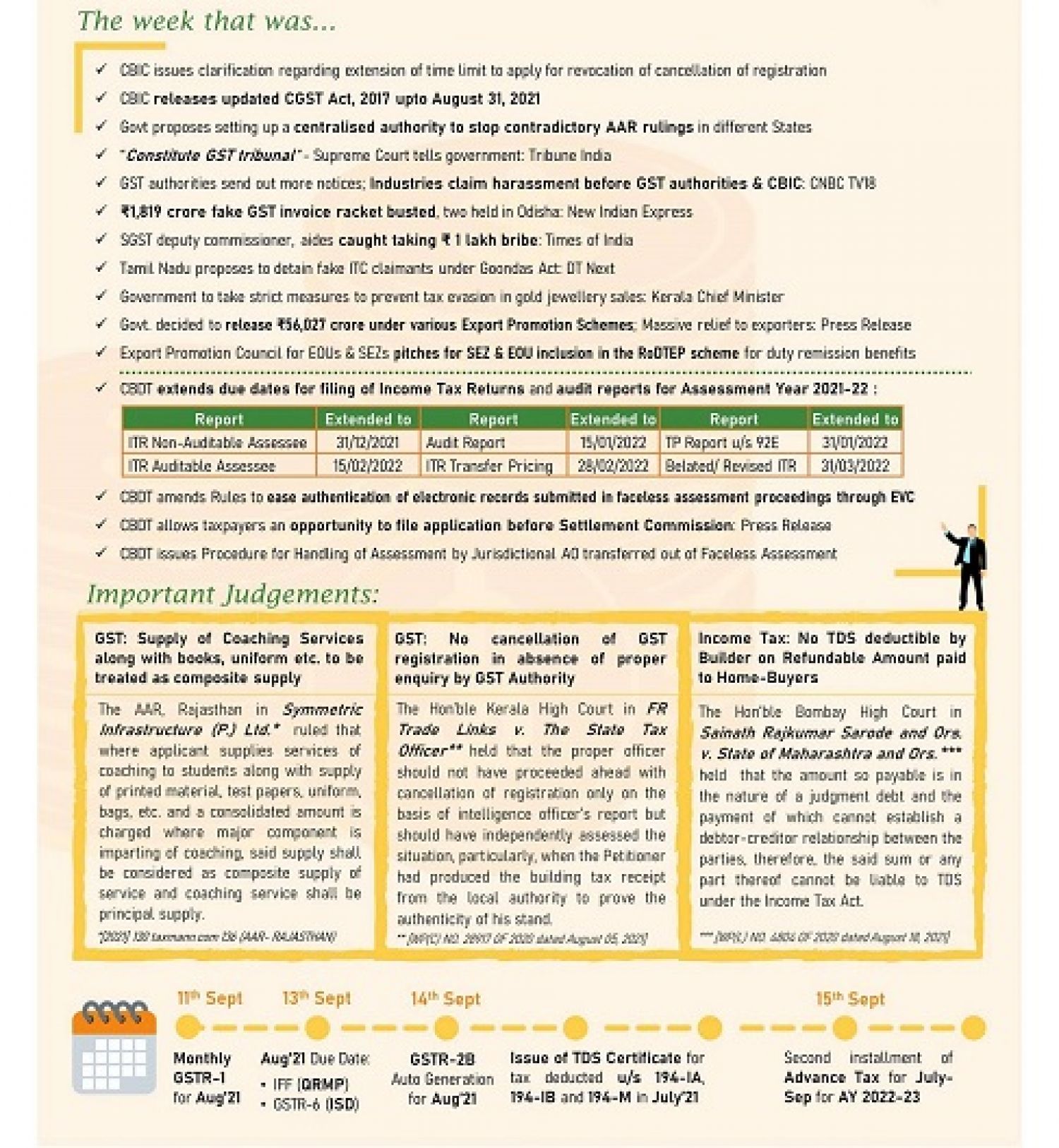 GST UPDATES FOR THE PERIOD OF Aug 2021 