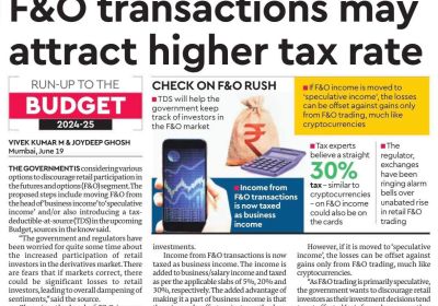  Futures and Options transactions may attract higher tax rate