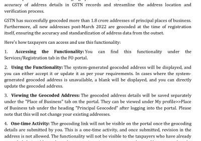 GSTN :Geocoding-Businesses can have to geocode their addresses