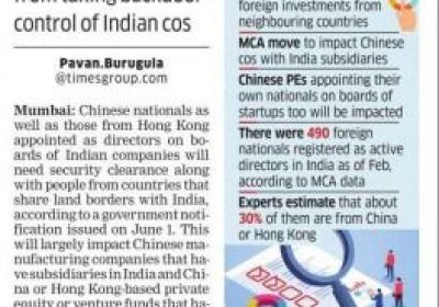 MHA Clearance required for Chinese nationals' appointment as directors