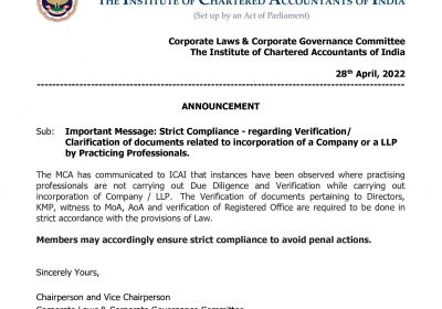 Strict Compliance - Documents Related to formation of Company or LLP
