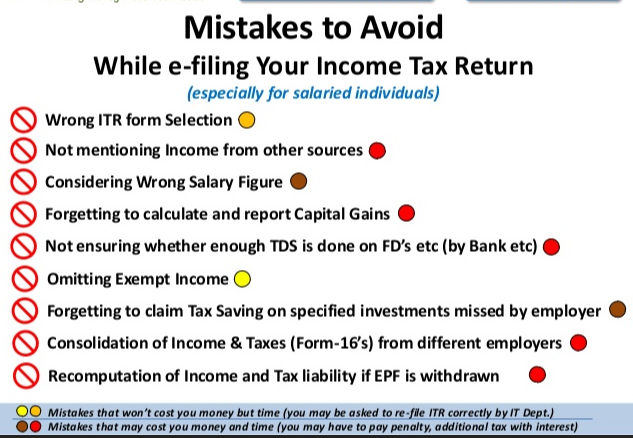 Common mistake in filling ITR filling