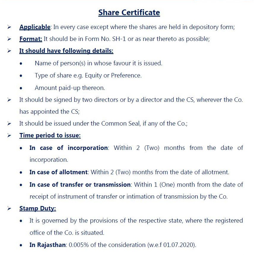 Basic about share certificate.