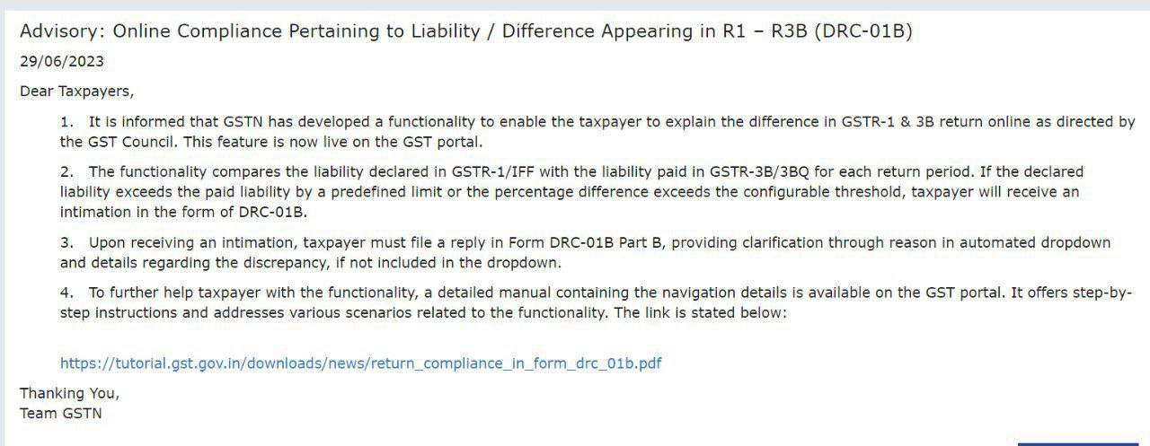 Online Compliance Difference Appearing in R1 – R3B (DRC-01B)