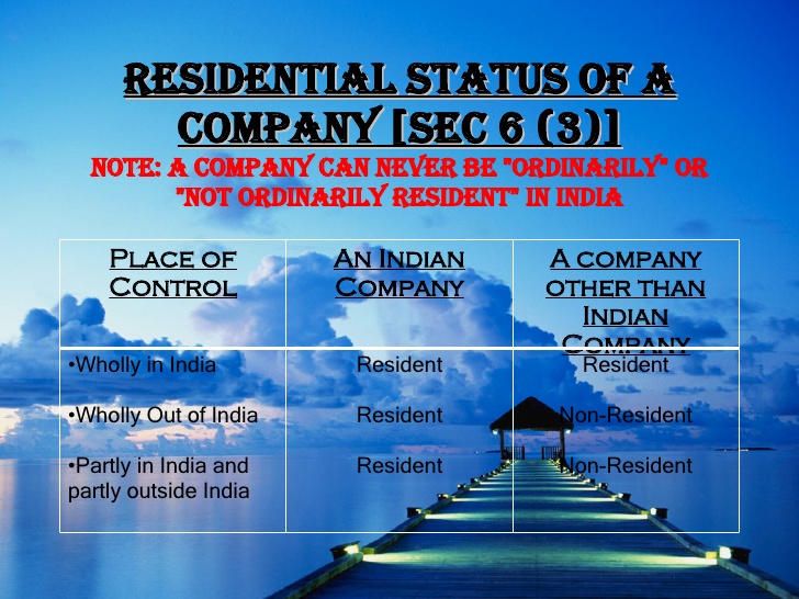 residential status of an COMPANY 