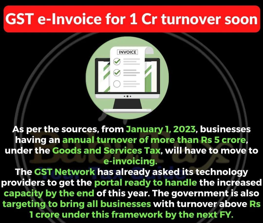 GST E Invoicing 1 Cr