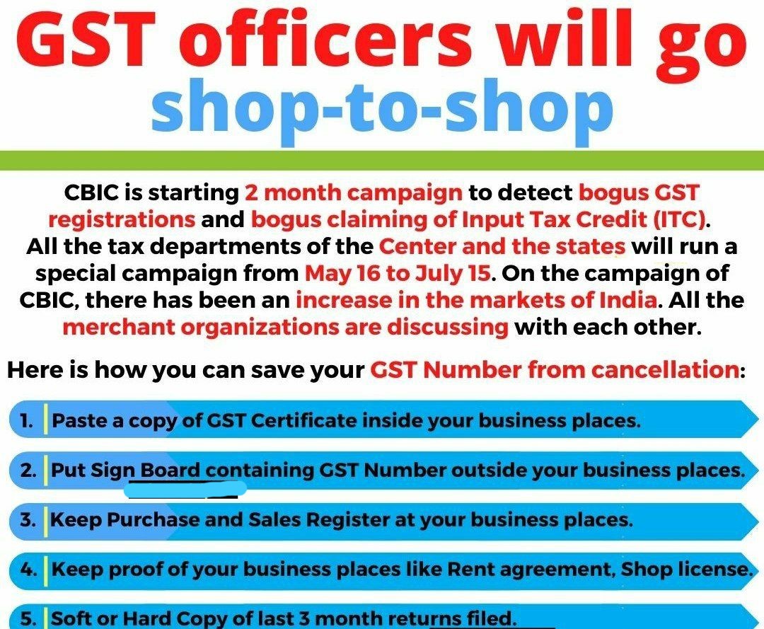 officers launch special drive to identify fake GST registration, curb evasion.