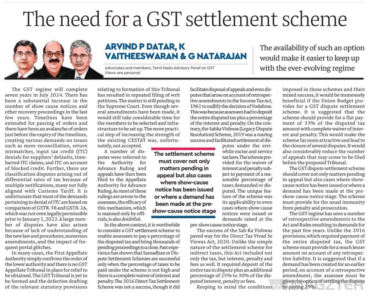 The Need Of GST Settlement scheme