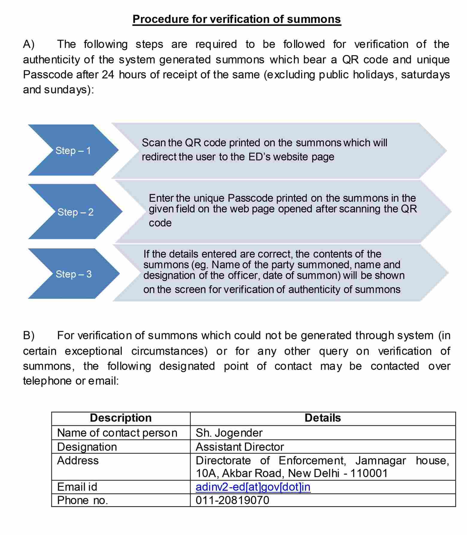 Procedure_for_verification_of_summons at new delhi 