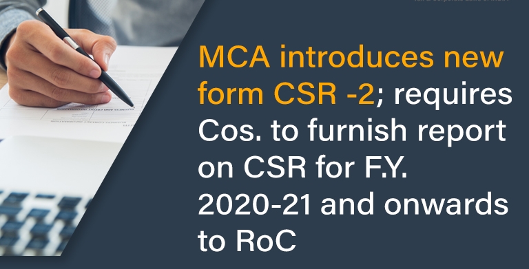 MCA Form CSR – 2 on reporting on CSR 2