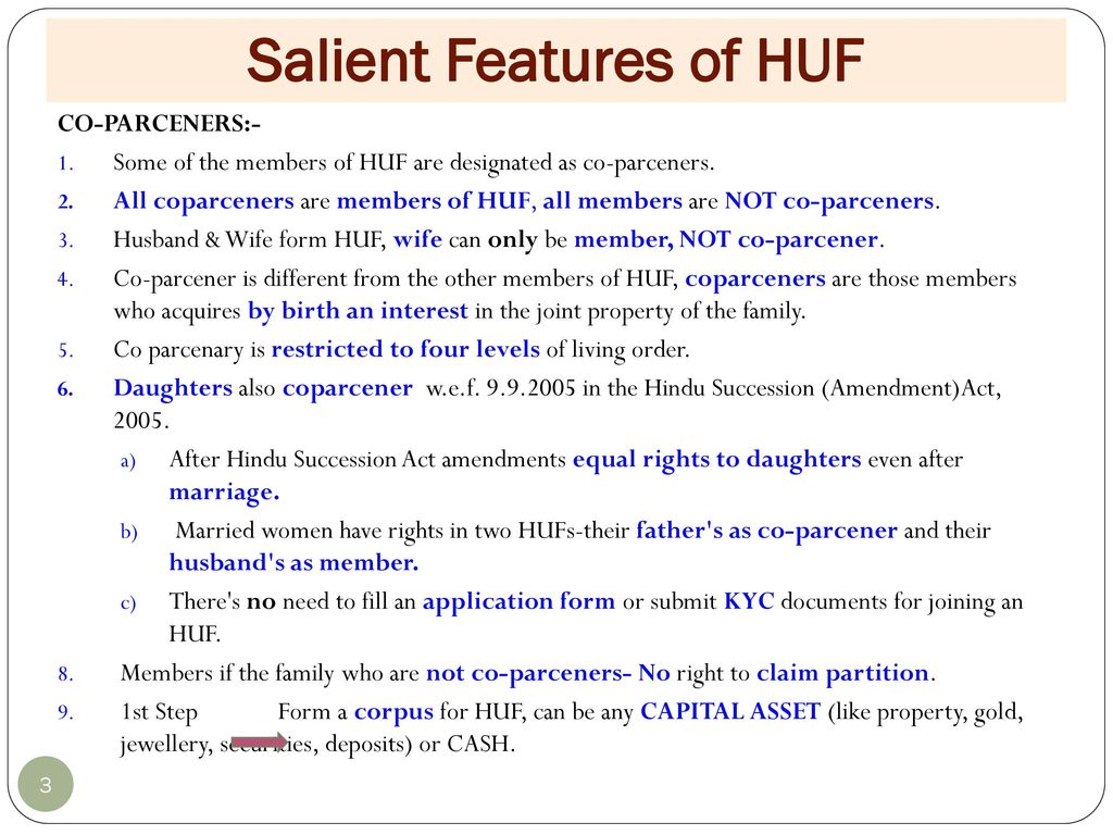 Features of HUF