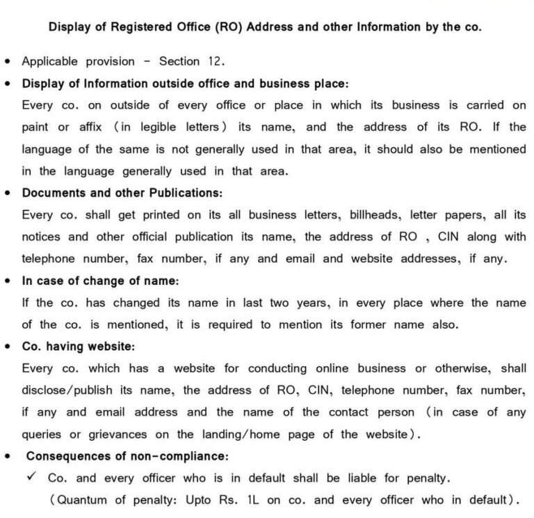 ROC rules for physical verification of addresses of Company
