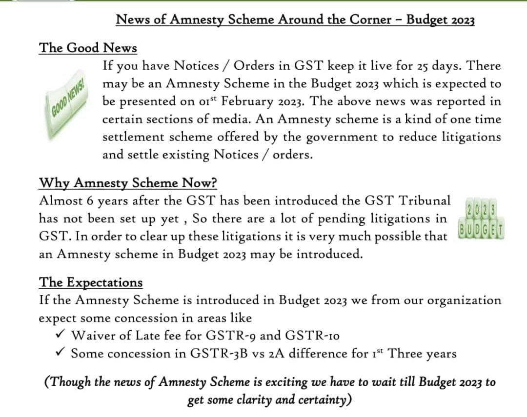 Amnesty Scheme in GST – 2023