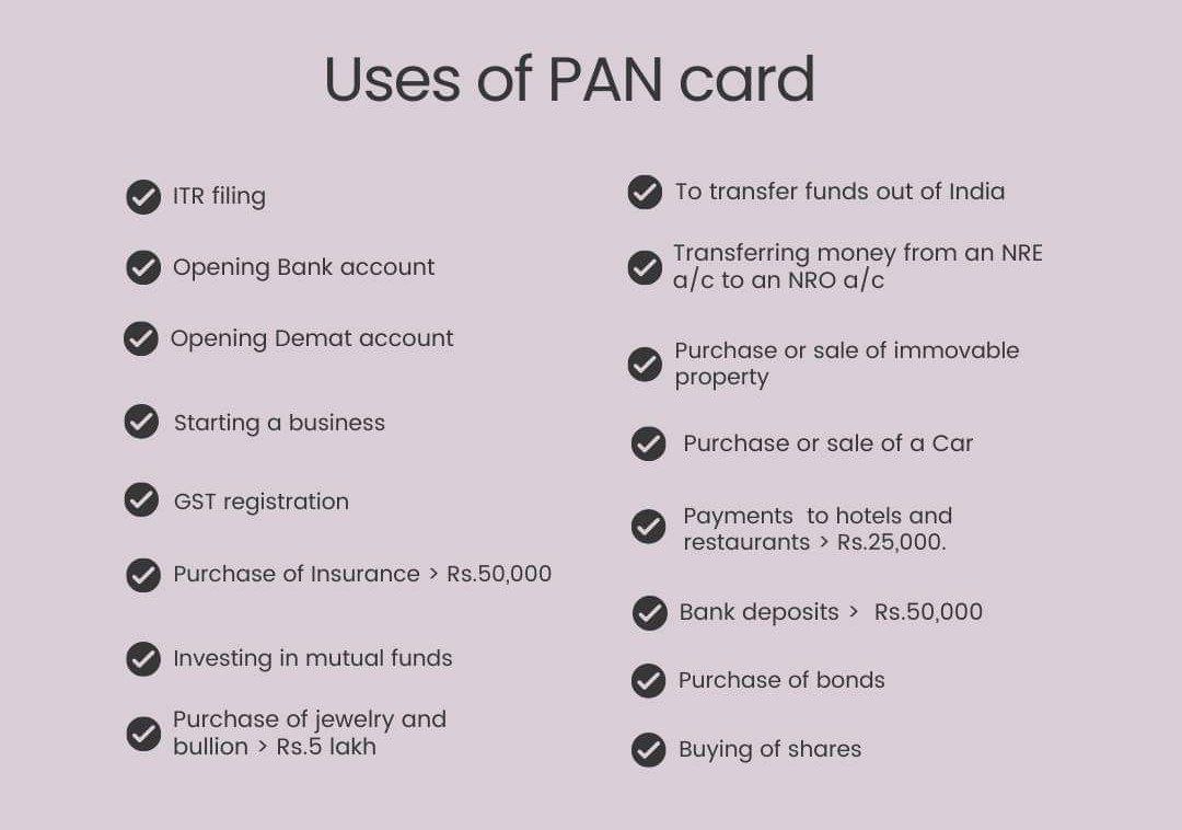 use of pan card in india