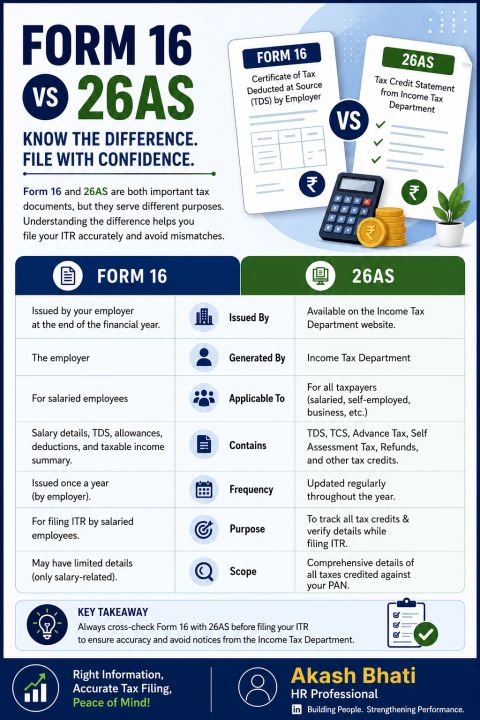  Form 16 vs 26AS – Know the Difference Before Filing Your ITR!
