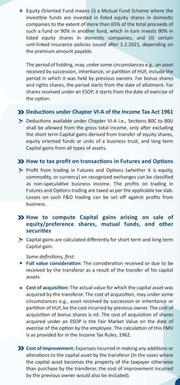 Tax Rates on Capital Gains on Transfer of Securities (For Individuals and HUFs) 