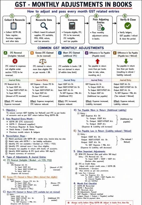 GST Monthly Adjustments in Books
