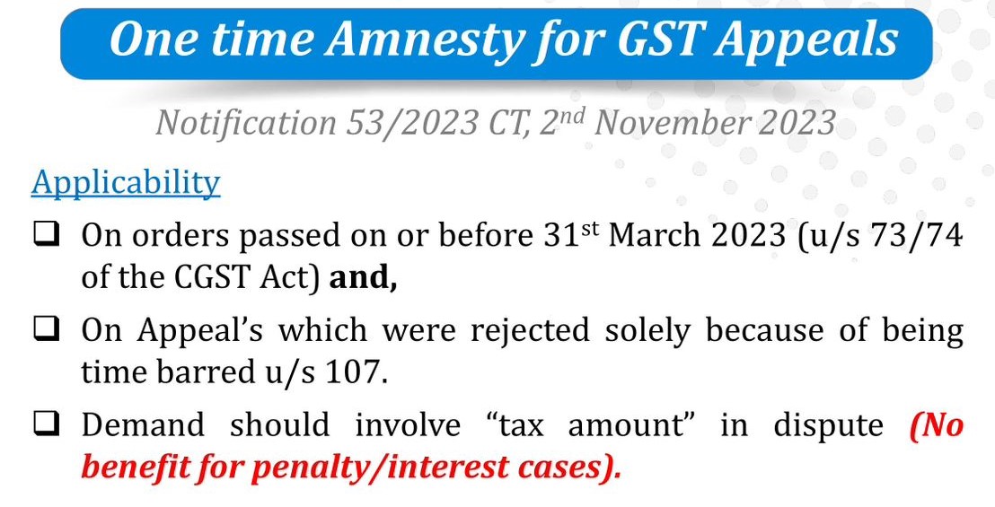 GST Notification No.53 2023 - this Amnesty Scheme