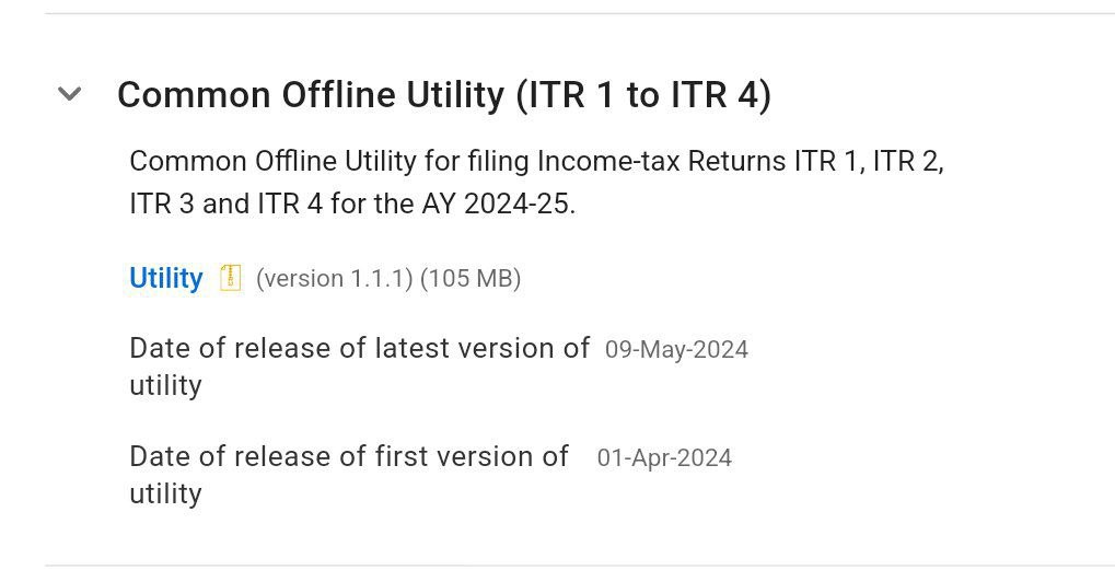 Offline and Online Utility of ITR-3 for AY 2024-25 is available for filing