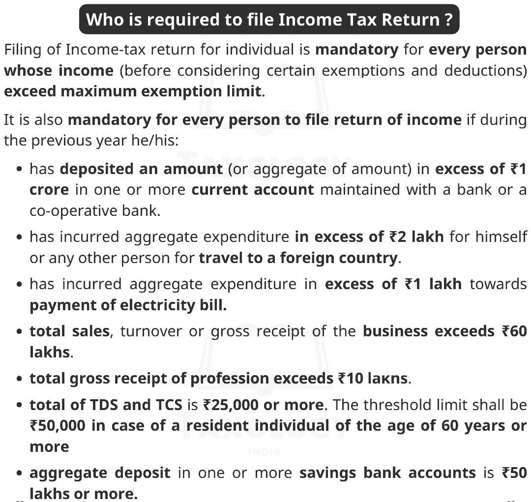 Who required to file ITR