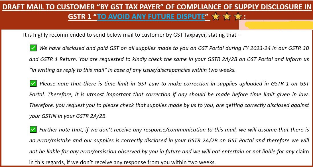 Draft email/Letter to Avoid "Dispute" over Incorrect GSTN in GSTR 1