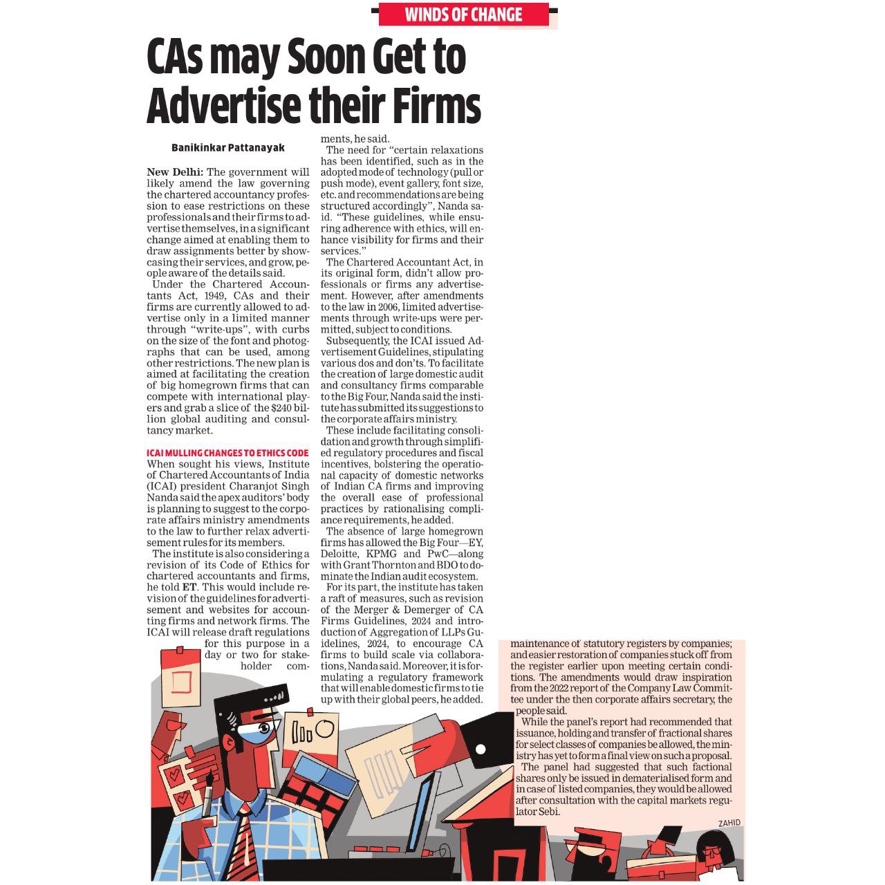 CAs may Soon Get to Advertise their Firms