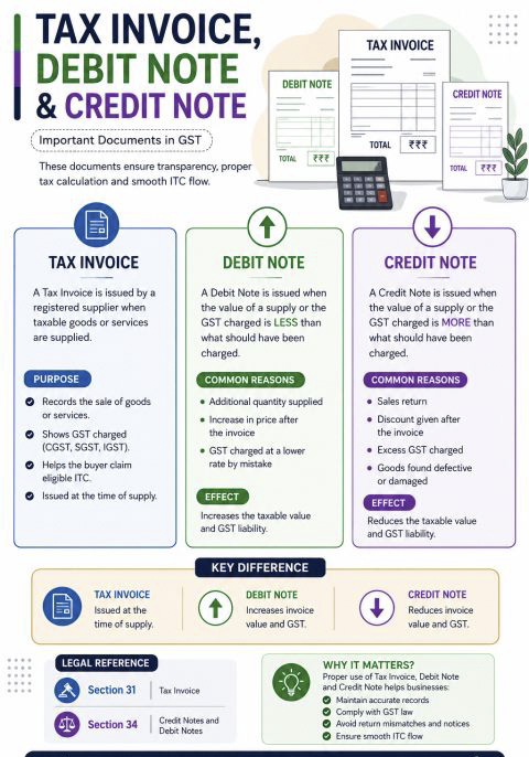 Tax Invoice, Debit Note & Credit Note (GST)