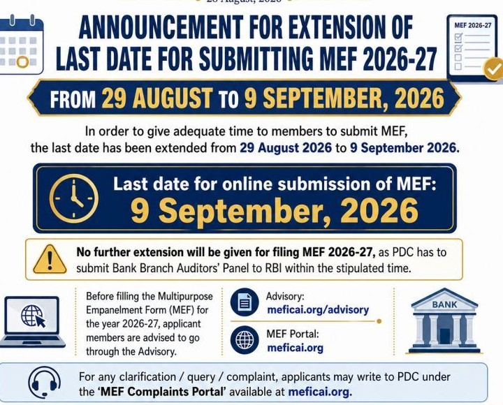 MEF 2026-27 Submission Deadline Extended to 09 September 2026