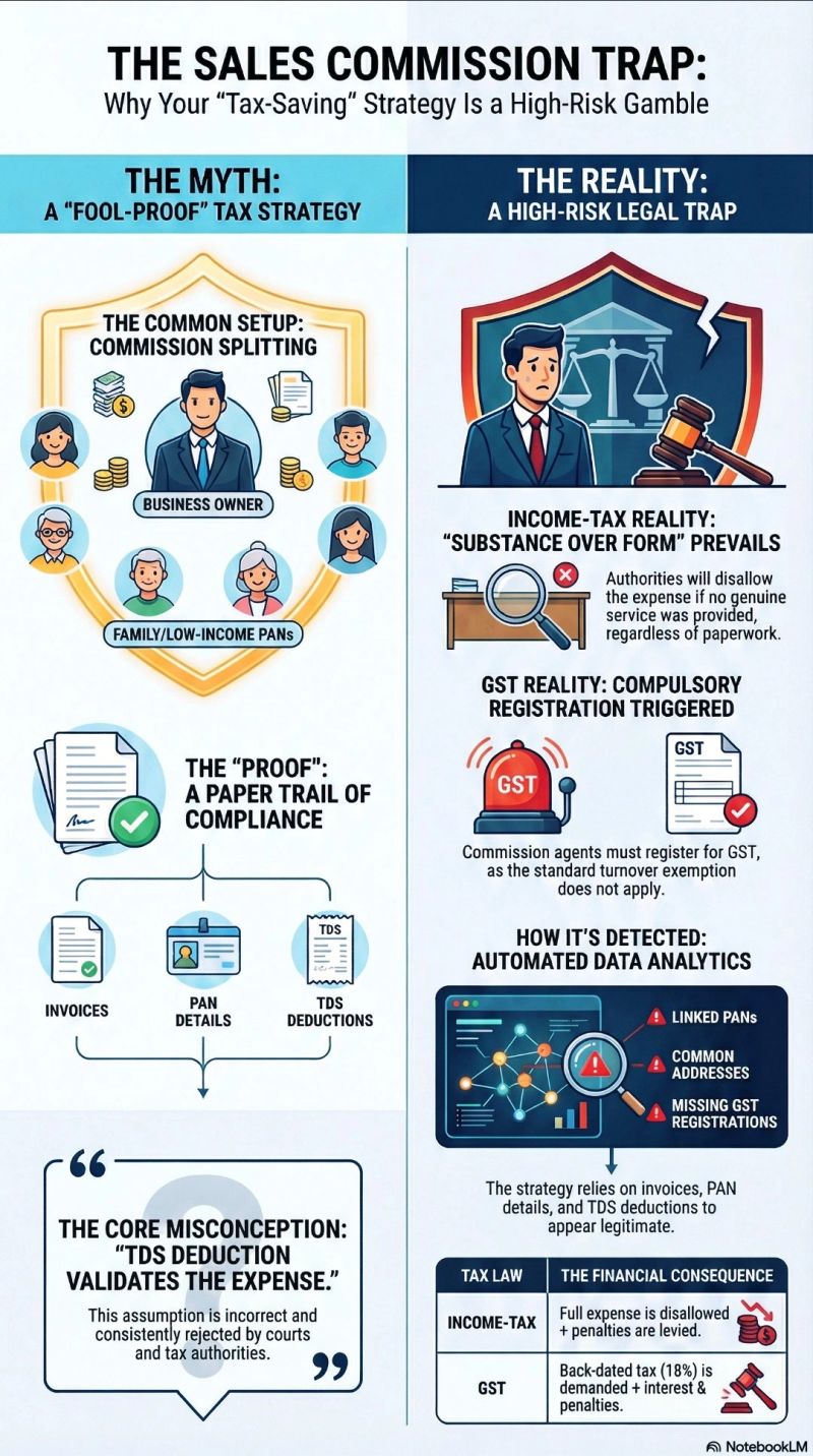 Sales commission Booking in family members or low-income PAN holders