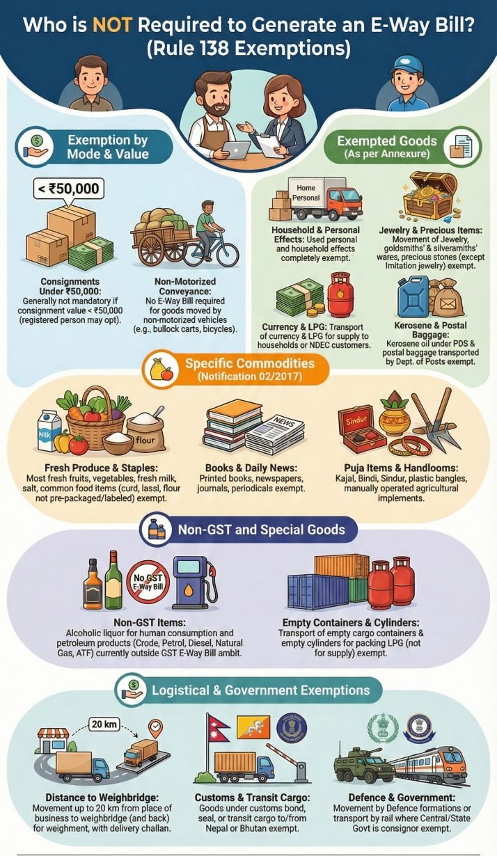 Goods Exempt from E-Way Bill,
