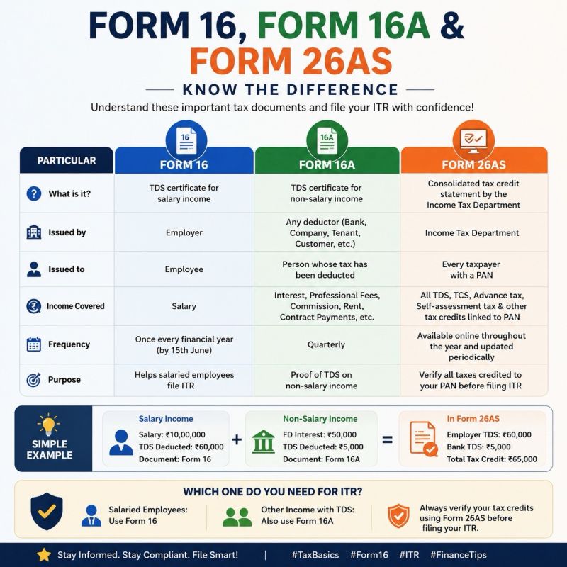 Form 16, Form 16A & Form 26AS