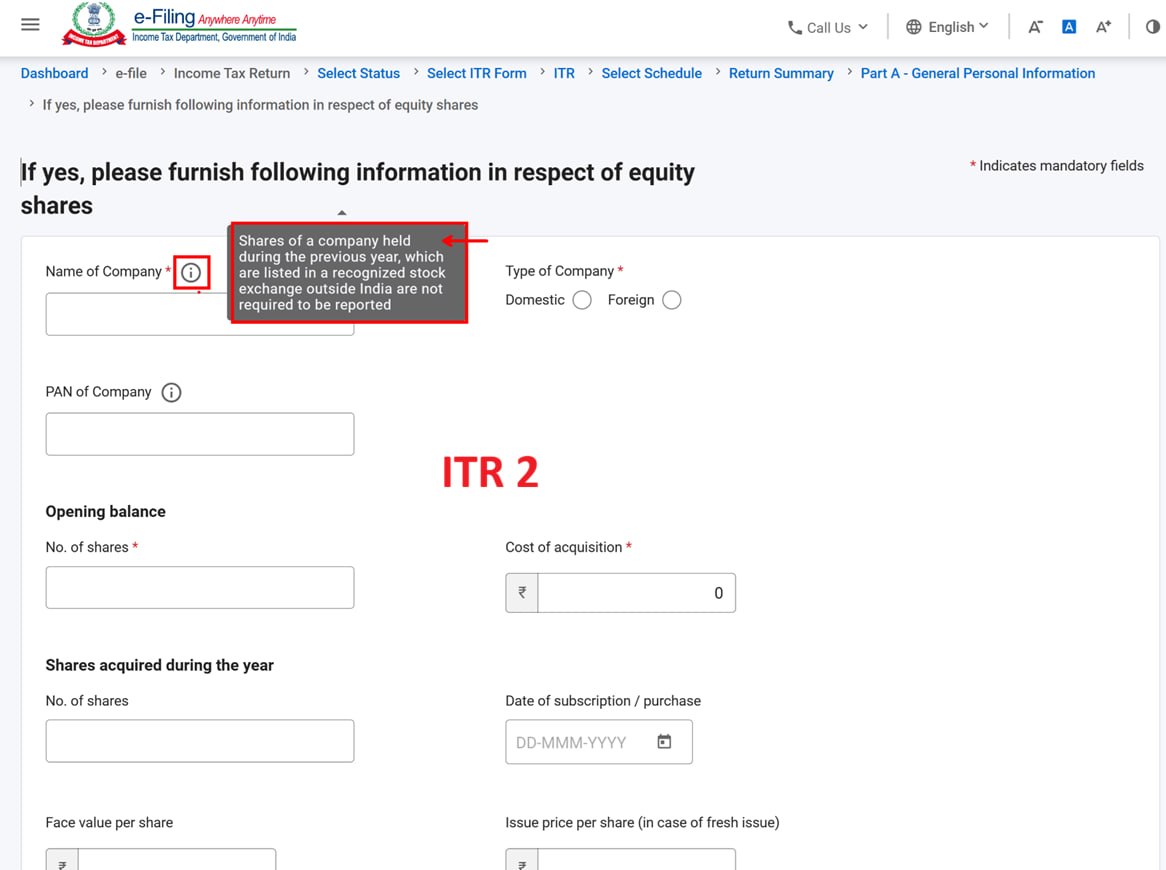 Inconsistency in ITR Forms 2
