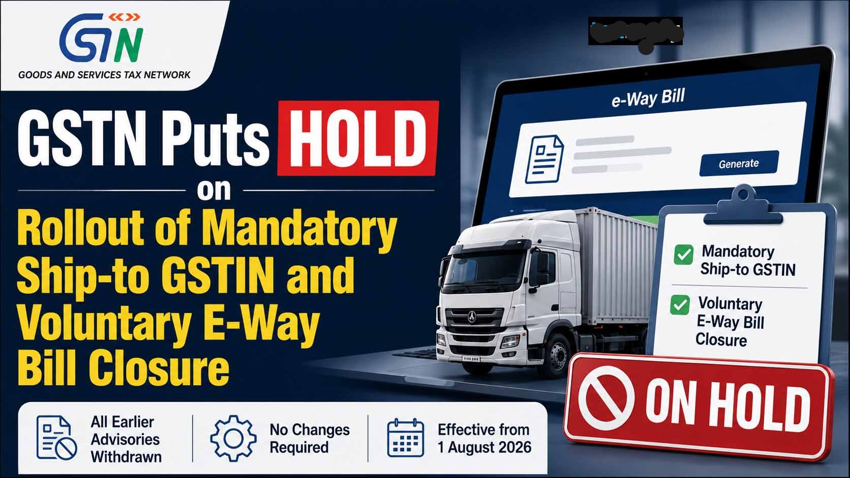 E-Way Bill Enhancements (Ship-To GSTIN) hold next notice
