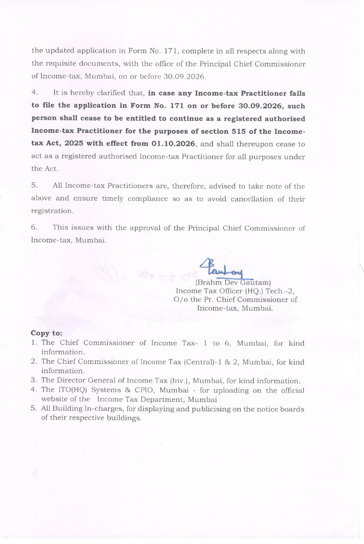 Circular on Registration of Income-tax Practitioners (ITPs) 2