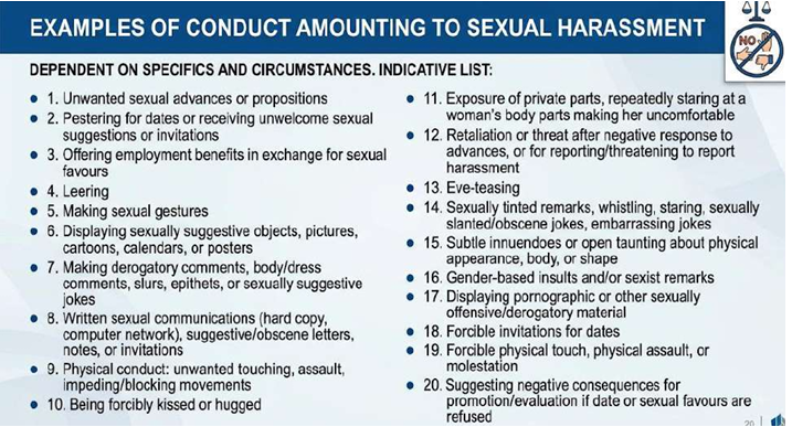 Examples of Conduct Amounting to Sexual Harassment